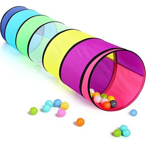 Kids Play Tunnel for Toddlers, Colorful Pop Up Crawl Through Tunnel Play Tent for Baby or Dog Cat Pet with Breathable Mesh, Collapsible Gift for Boy Girl Game Indoor Outdoor Toy