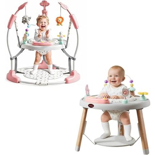 CuddoBaby Baby Jumper 4-Stage Convertible |Montessori -Inspired| Pink