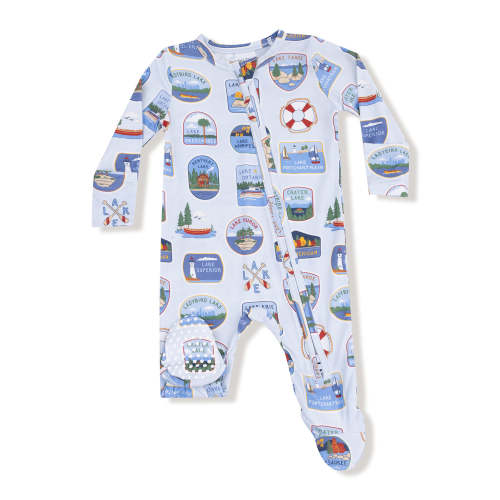 2-Way Zip Footie, Lake Stickers