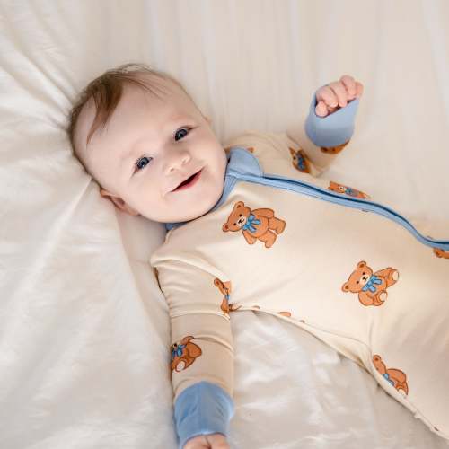 Larkspur Baby | Romper Pajamas | Convertible Footed Romper in Teddy Bear