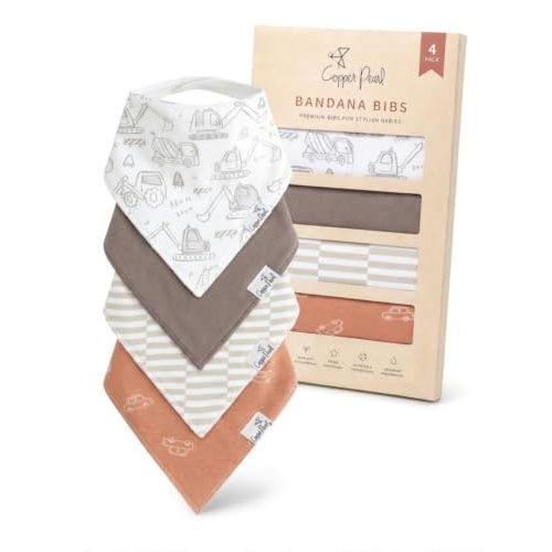 Copper Pearl Baby Bibs 4 Pack & 6 Pack, Bandana Drool Bibs for Baby Girl & Boy, Soft Cotton Bibs for Drooling and Teething