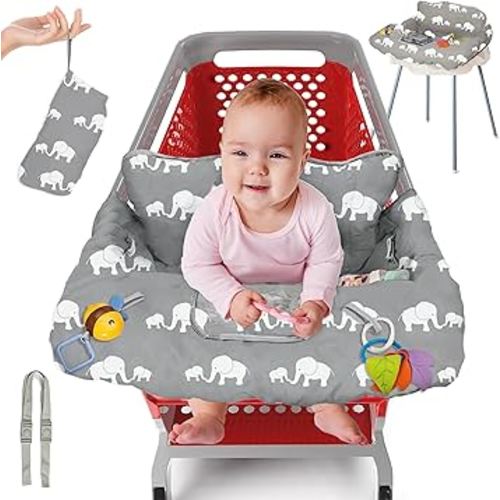 PILLANI Shopping Cart Cover for Baby, High Chair Cover for Restaurant Seat - Grocery Cart Cover for Baby Girl and Boy, Comfortable Cotton Buggy Covers for Babies - Padded Toddler Shopping Cart Cover