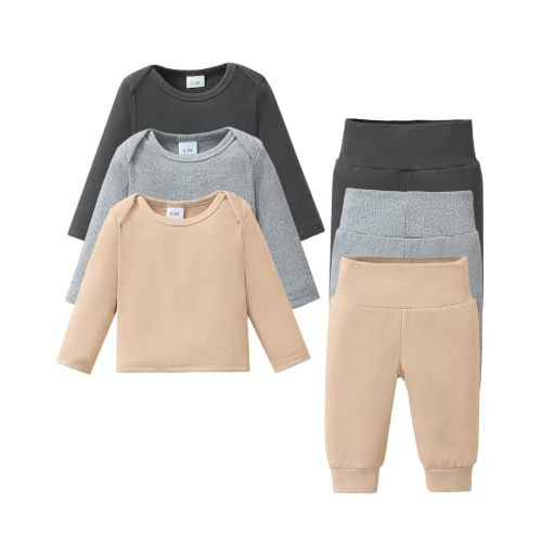 Jecson Baby Boy Clothes Baby Boy Outfits 6 Pieces Long Sleeve Sets 0-18M | This Baby Outfits Boy Soft Skin-Friendly Breathable Stretchy Warm Outfits Fall Winter Thermal Wear for 0-18M Infant Boys