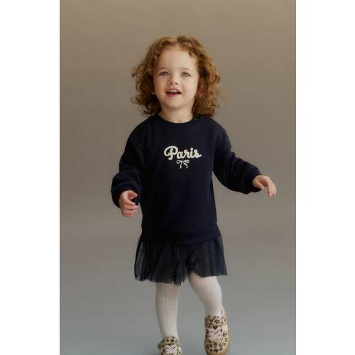 SWEATSHIRT DRESS WITH TULLE SKIRT