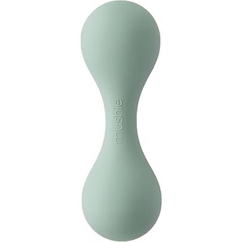 mushie Silicone Baby Shaker Rattle Toy | Ages 3+ Months (Cambridge Blue)