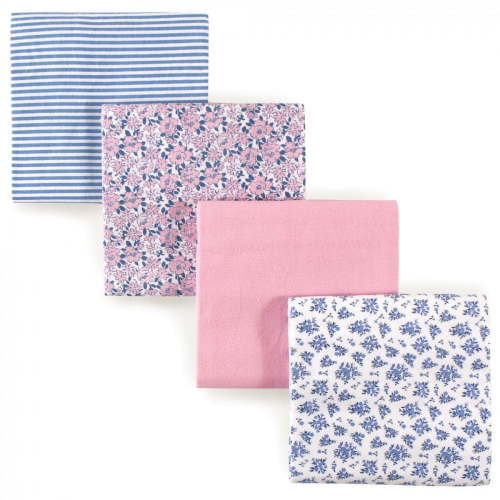Hudson Baby Unisex Baby Cotton Poly Flannel Receiving Blankets, Classic Floral, One Size