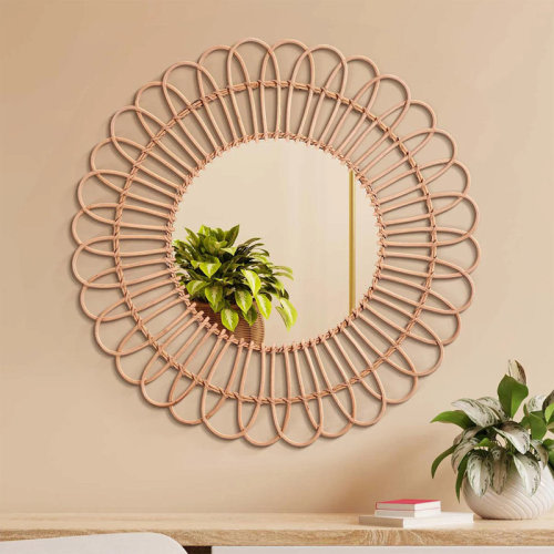 Bay Isle Home™ Sinegal Woven Rattan Coastal Wall Mirror & Reviews | Wayfair