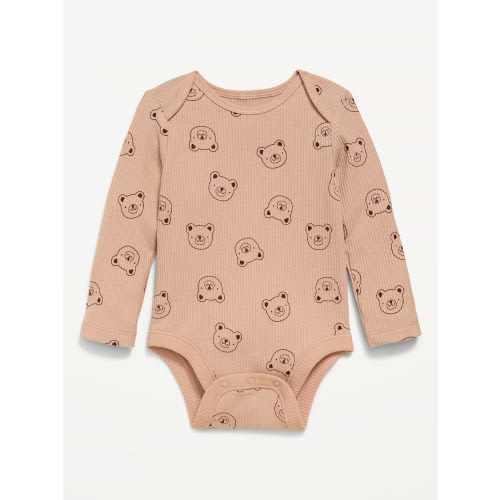 SoftMode Printed Long-Sleeve Ribbed Bodysuit for Baby