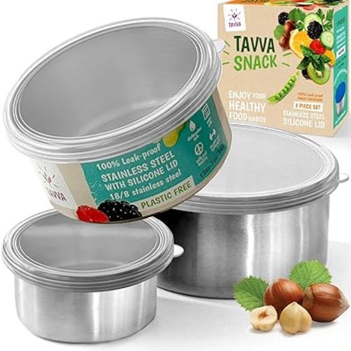 Kids Snack Containers (12oz/7oz/3oz), Stainless Steel Containers with Lids