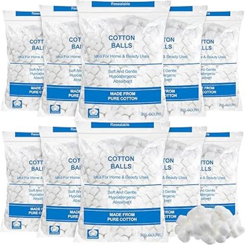 2000 Pcs Soft Cotton Ball Bulk Organic Medium Cotton Ball for Absorbent Multipurpose Pure Nail Polish Remover Makeup Removal First Aid Face Crafting Cleaning Skin Applying Lotion