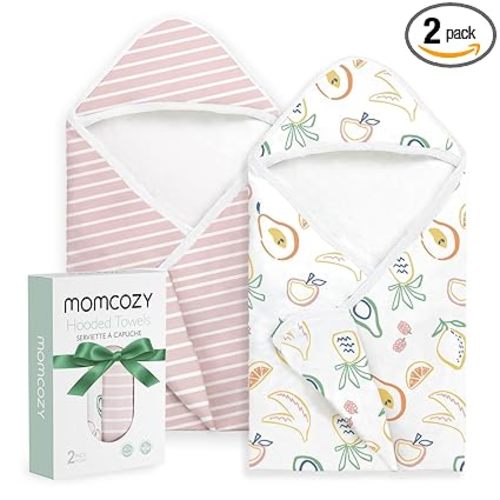 Momcozy Baby Towel with Hooded - Ultra Soft & Absorbent Large Bath Towel Set for Comfort & Gentle on Baby's Skin - Shower Gift & Bath Essential & Baby Registry Search for Newborn,Infant,Toddler,Kids