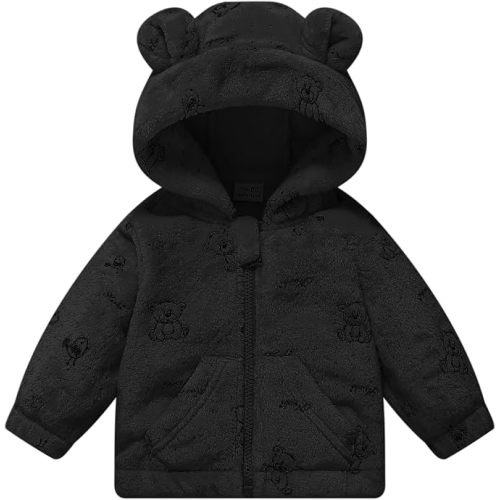 Toddler Fleece Jacket Baby Winter Coat Newborn Girl Hoodie Infant Clothes | 0-3-6-9-12-18-24 Months 2T 3T Pink Black Blue High Quality Zipper Comfortable Skin-Friendly Polyester Bear Hood Elastic Cuff