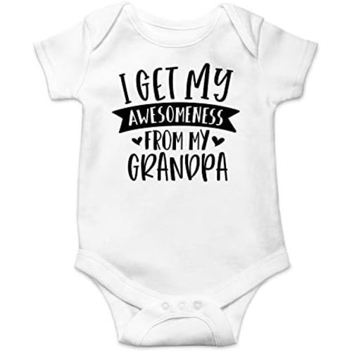 I Get My Awesomeness From My Grandpa - Funny Baby Essentials Bodysuit - Newborn Baby Boy Clothes