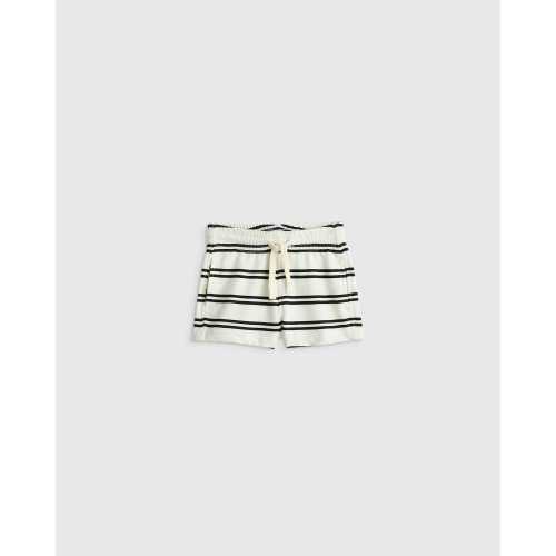 100% Organic Cotton French Terry Short in Black/White Stripe