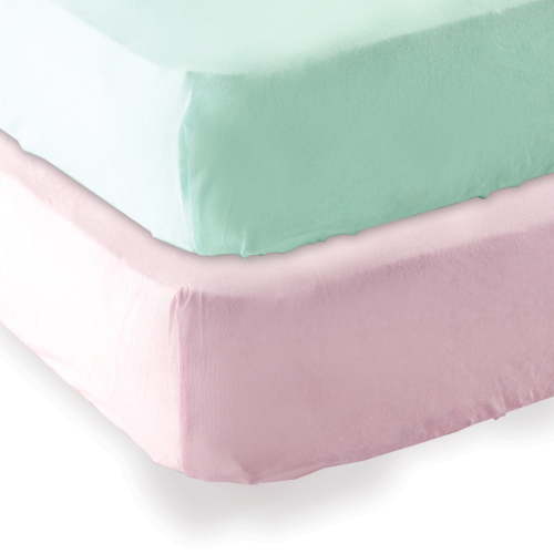 Luvable Friends Baby Girls' Fitted Crib Sheet, 2-Pack