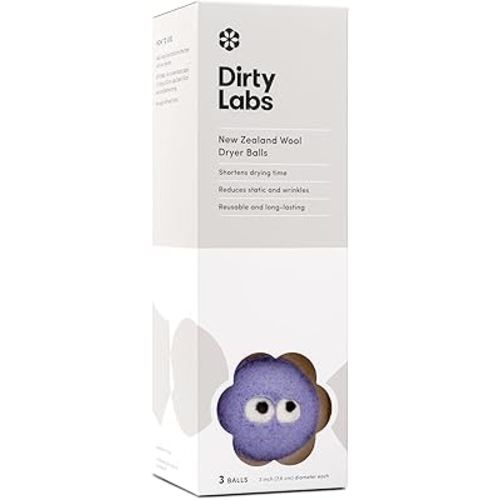 Dirty Labs | 100% New Zealand Wool Enzyme Buddies Dryer Balls | 3 Balls | Shorten Drying Time | Reduce Static & Wrinkles | Dryer Sheet & Fabric Softener Alternative