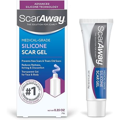 ScarAway Silicone Scar Gel, Helps Improve Size, Color & Texture of Hypertrophic & Keloid Scars from Injury, Burns & Surgery, Water Resistant, 10g (0.35 Oz)