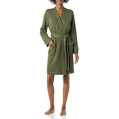 Amazon Essentials Women's Lightweight Waffle Full-Length Bath Robe with Pockets (Available in Plus Size)