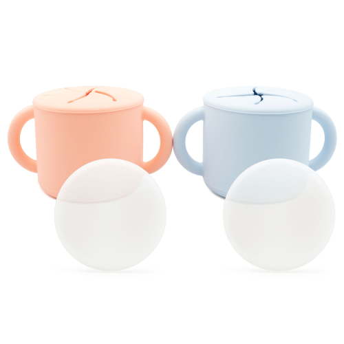 WeeSprout Snack Containers, Food Grade Silicone Cups, Spill-Proof Tops for Toddlers & Babies, 2 pack