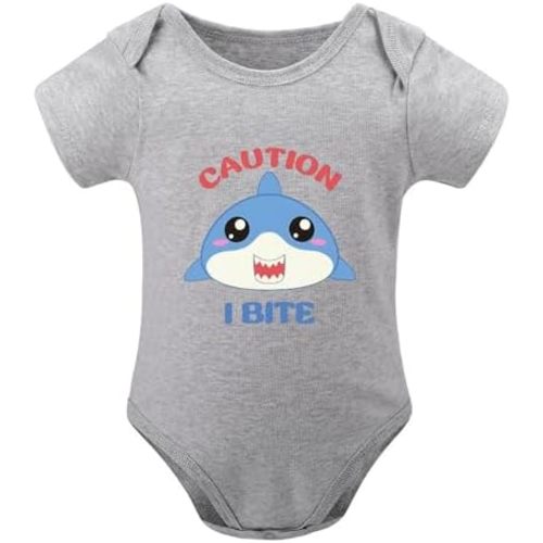 Caution I Bite Baby Clothes Funny Newborn Bodysuits Infant Boys Girls Romper Outfits