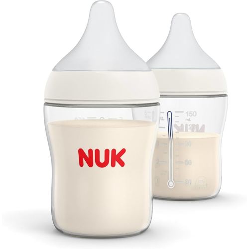 NUK Perfect Match 2-in-1 Natural and Anti-Colic Bottle with Slow Flow, Wide, Adaptable Nipple, 5oz., 2 Pack