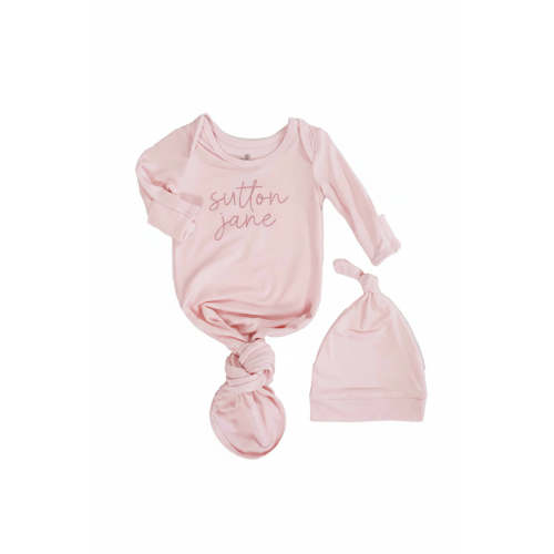 Girl Personalized Bamboo Newborn Baby Knot Gown & Hat