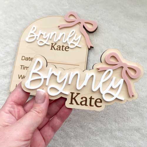 Baby Girl Bow Name Sign: Newborn Photo Prop, Hospital Announcement