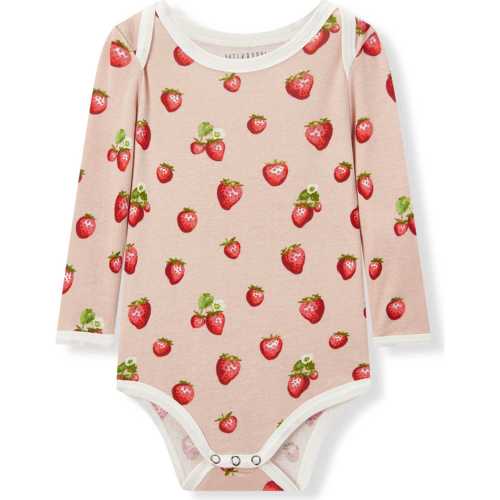 Strawberry Organic Cotton Long Sleeve One Piece - Milkbarn Kids Rompers | Maisonette