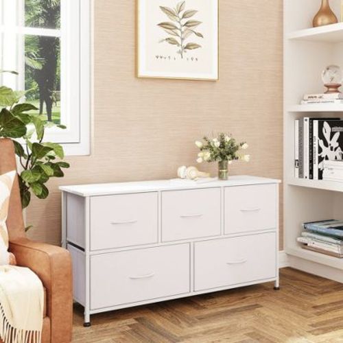 Fabric Dresser for Bedroom, Wide 5-Drawer Chest of Drawers with Storage Organizer Unit