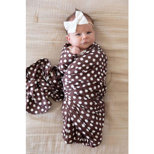 BROWN + WHITE POLKA DOTS | SWADDLE