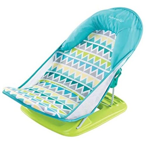 Summer Deluxe Baby Bather (Triangle Stripes) – Bath Support for Use in the Sink or Bathtub – Includes 3 Reclining Positions