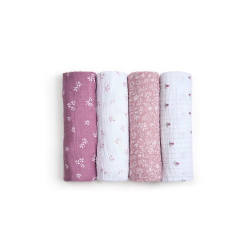 4-Pack 100% Organic Cotton Muslin Swaddles