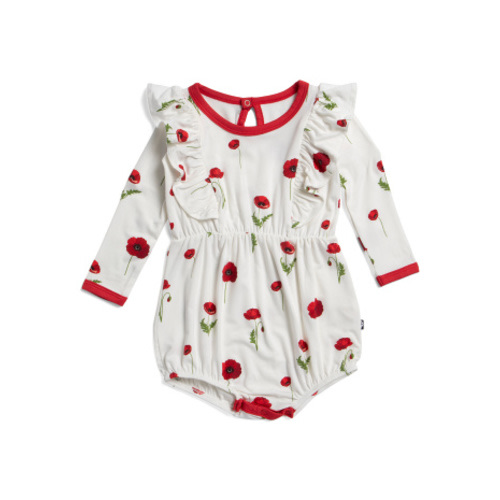 Infant Girls Long Sleeve Cloud Poppies Bubble Romper | Girls' Dresses | T.J.Maxx