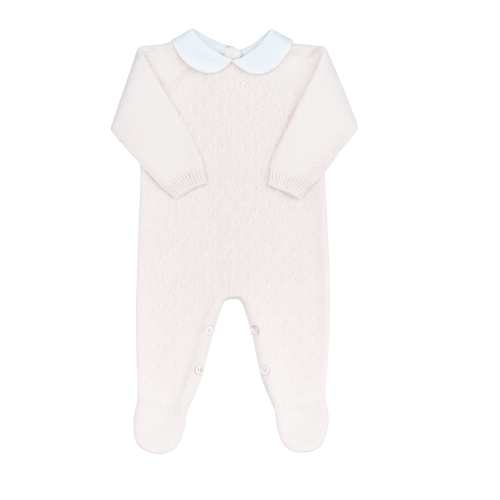 Pink Diagonal Pattern Collared Footie