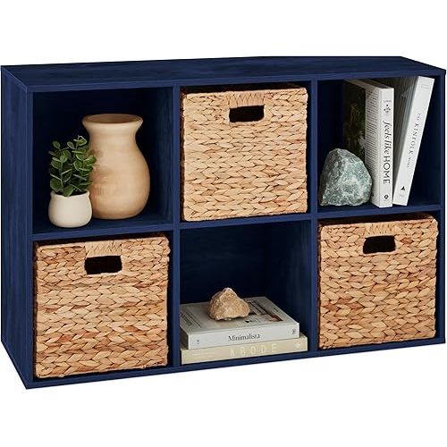 Best Choice Products Kids Bookcase 6-Cube Storage Organizer, 11in Shelf Opening, Bookshelf, Toy Storage, Customizable w/ 3 Removable Back Panels – Navy