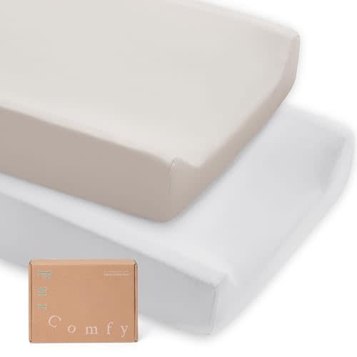 Supersoft Diaper Changing Pad Covers, 2-Pack Premium Bamboo Viscose Change Table Pad Covers for Baby Girls and Boys, Hypoallergenic Stretchy Changing Table Cover Sheets