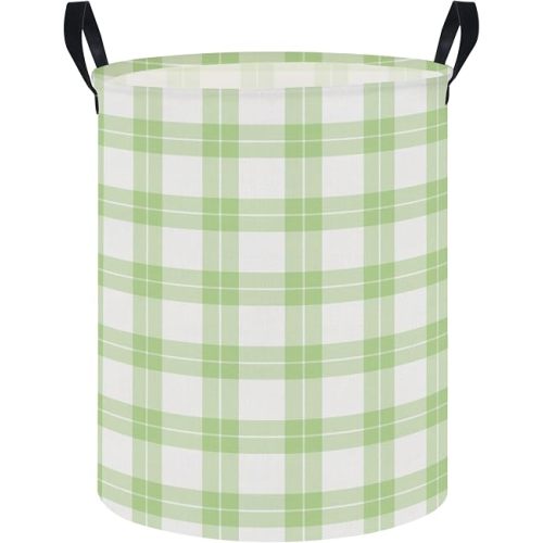NTAOHAMPER Laundry Hamper, Laundry Basket, Baby Nursery Hamper, Waterproof Storage Bin, Clothes Organizer Basket, Room Decor (Green Plaid)