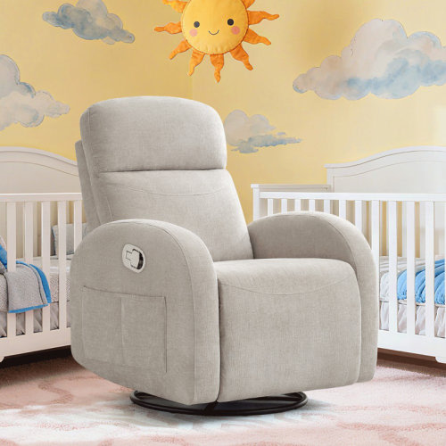 Latitude Run® Delba 37"Modern Upholstered Chenille Manual Swivel Rocker Glider Recliner Nursery Chair & Reviews | Wayfair