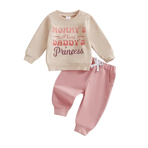 LIOMENGZI Toddler Baby Girl Fall Winter Clothes Outfits Funny Letter 6 12 18 24 Months 2T 3T Girl Fall Sweatshirt Pant Set