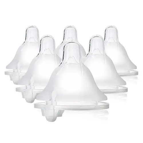 Evenflo Feeding Piece of 6 Balance Plus Wide Neck Nipples for The Balance Plus Wide Neck Baby Bottles, 0 Months and Up