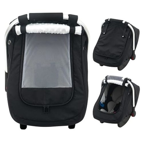 Waterproof Baby Car Seat Cover, Warm Carseat Cover for Cold Weather, Infant Car Seat Canopy with 2 Breathable Vents, 3D Mink Dot Baby Carrier Cover for Boys & Girls