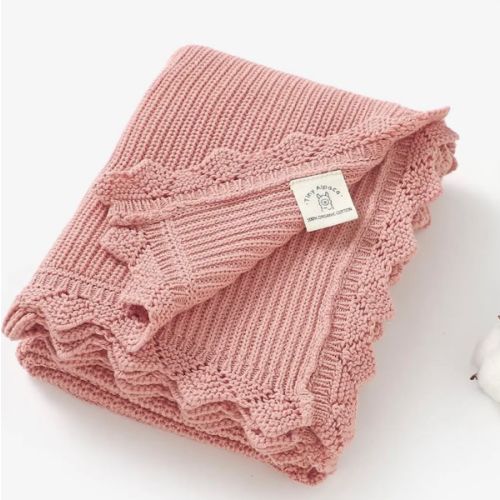 Organic Cotton Lace Knitted Baby Swaddle Blanket | 70x90cm | Newborn Blanket | Baby Shower Gift