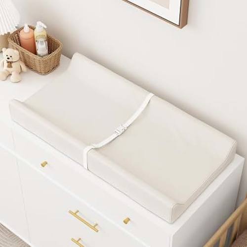 Amazon.com: YACODAVO Wipeable Baby Changing Pad for Dresser and Table, Cozy Diaper Changing Pad with Waterproof & Wipe-Clean Leather Cover, Off-White