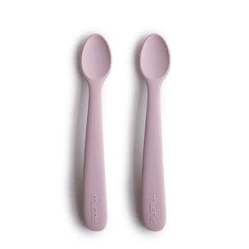 Baby Silicone Feeding Spoons (Blush/Shifting Sand) 2-Pack – Mushie