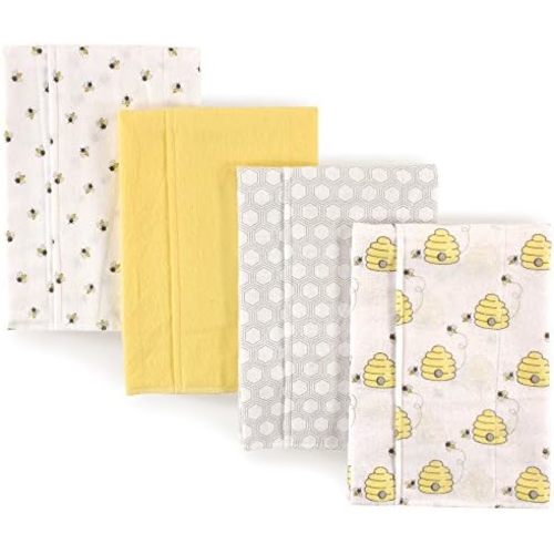 Hudson Baby Unisex Baby Cotton Flannel Burp Cloths, Bee, One Size