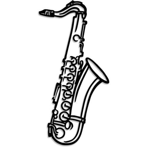 LIYOUYA Saxophone Metal Wall Decor - Jazz Music Room Decor Simple Black Wall Art Home Decor for Living Room, Bedroom, Dining Room, Music Room (Black)
