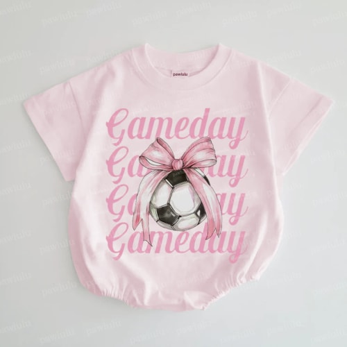 Baby Soccer Bow Gameday Romper