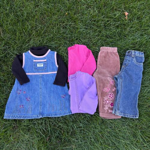 Y2K Baby Girl 12M-18M Clothing Lot OshKosh Denim Jumper Butterfly 6 Piece Bundle