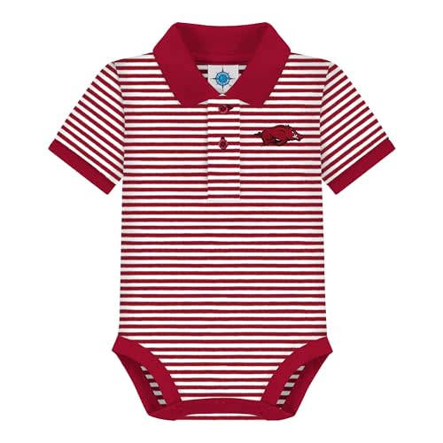 Creative Knitwear College Baby Striped Polo Bodysuit - Team Logo, Multiple Colors, for Boys & Girls (0-12 Months)