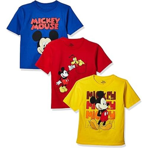 Disney Little Boys' Mickey Mouse Toddler Boys Tee 3-Pack No 1, Assorted, 2T